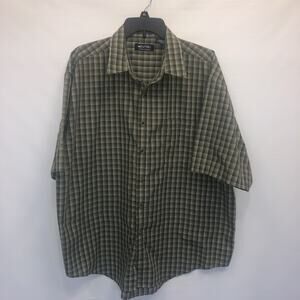 Puritan Button Up Adult XL Mens Multicolor Check Short Sleeve Cotton Blend Shirt